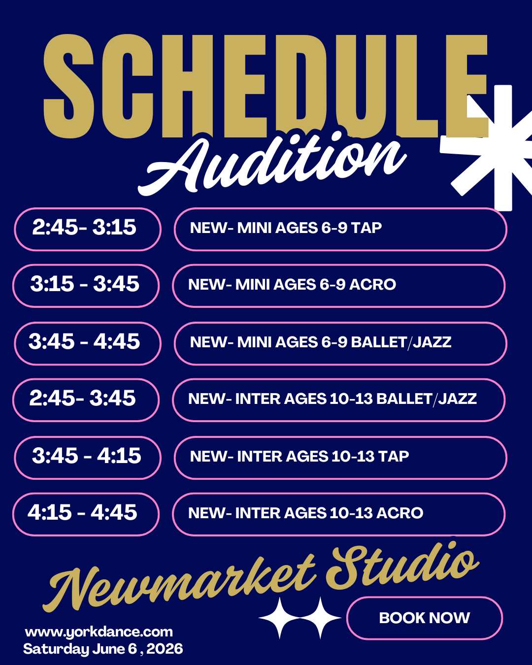 Newmarket Audition Schedule